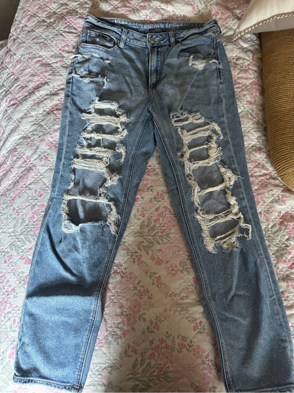 American Eagle Outfitters Medium Blue Ripped Boyfriend Jeans